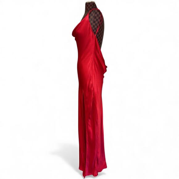 Meshki Jade Cowl Neck Backless Red Maxi Slip Dress Size XXL Goddess Glam Formal - Picture 4 of 15